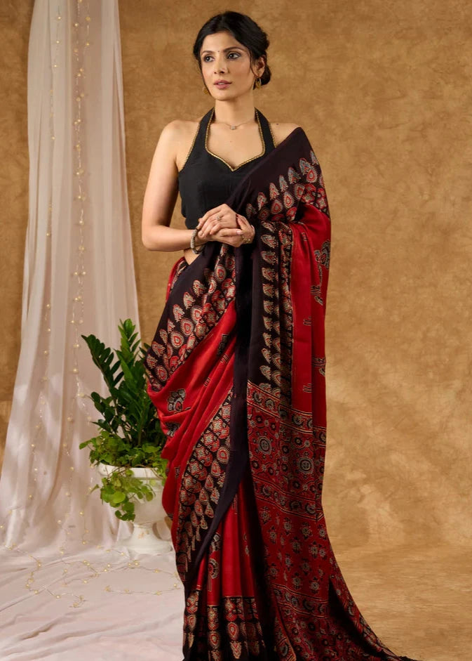 RED COLOR WALE TERA NAAM TOH BATA  MODAL SILK