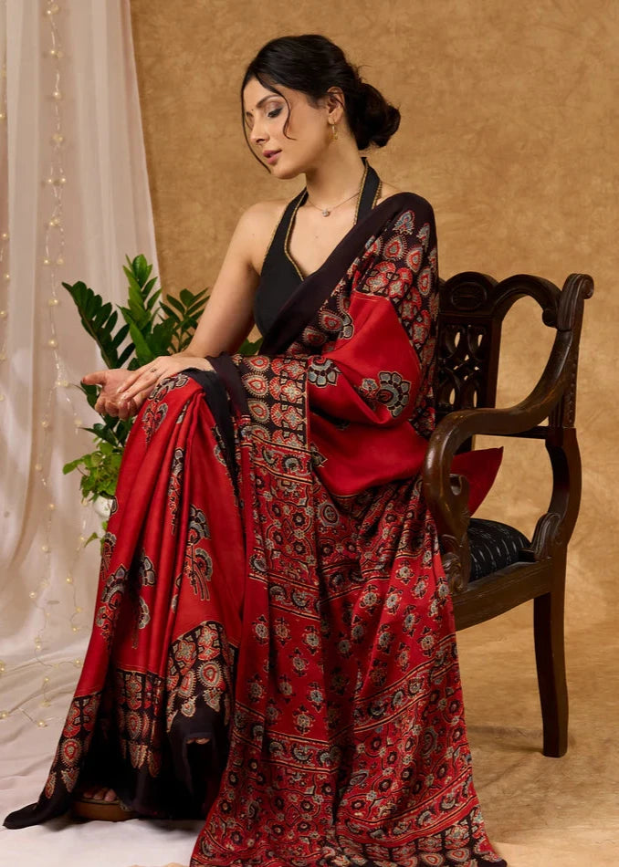 RED COLOR WALE TERA NAAM TOH BATA  MODAL SILK