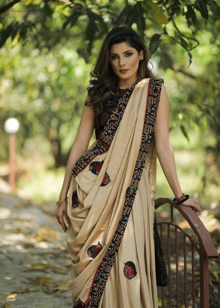 FANTASY CREAM WALE  DESIGNER  MODAL SILK SAREE