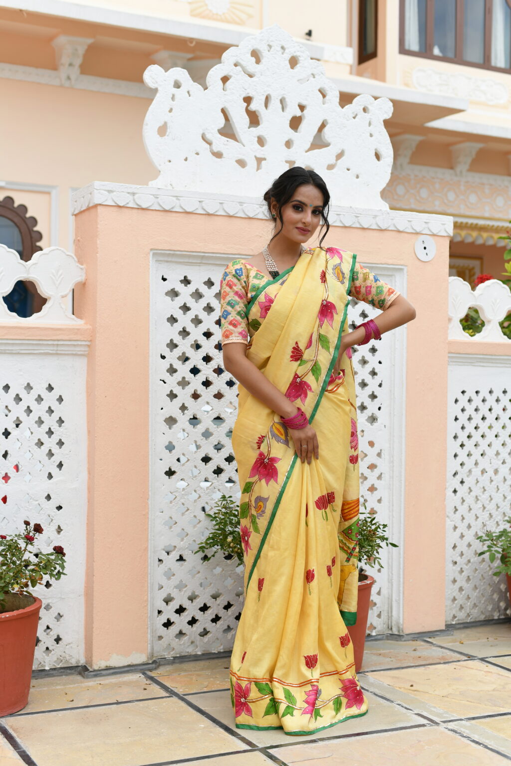 HALDI WALE SAREE DIGITAL PRINTED LINEN COTTON SAREE