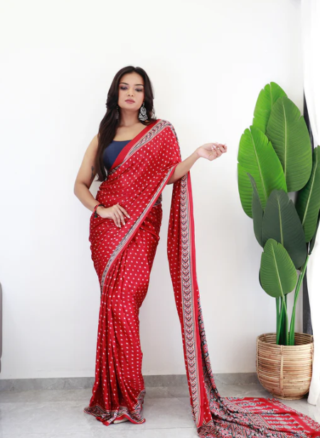 FAHSION ICON RED  WALE MODAL SILK SAREE