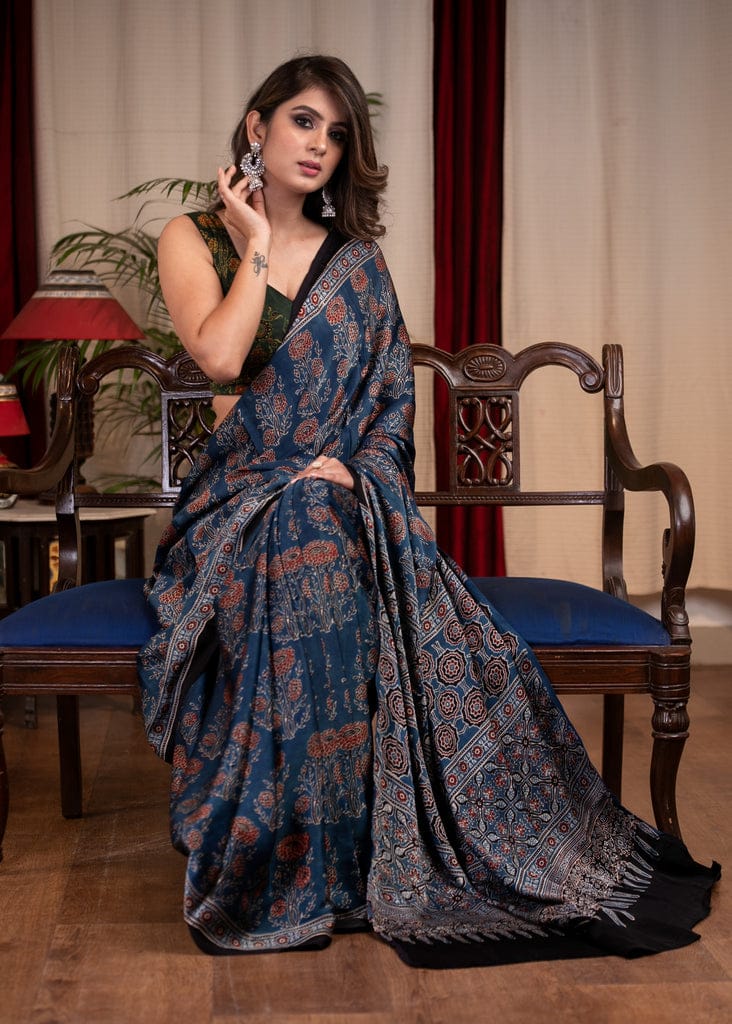 BLUE HAI PANI WALE  DESIGNER  MODAL SILK SAREE