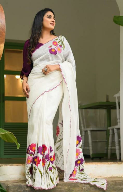 APSARA  WALE  COTTON LINEN SAREE