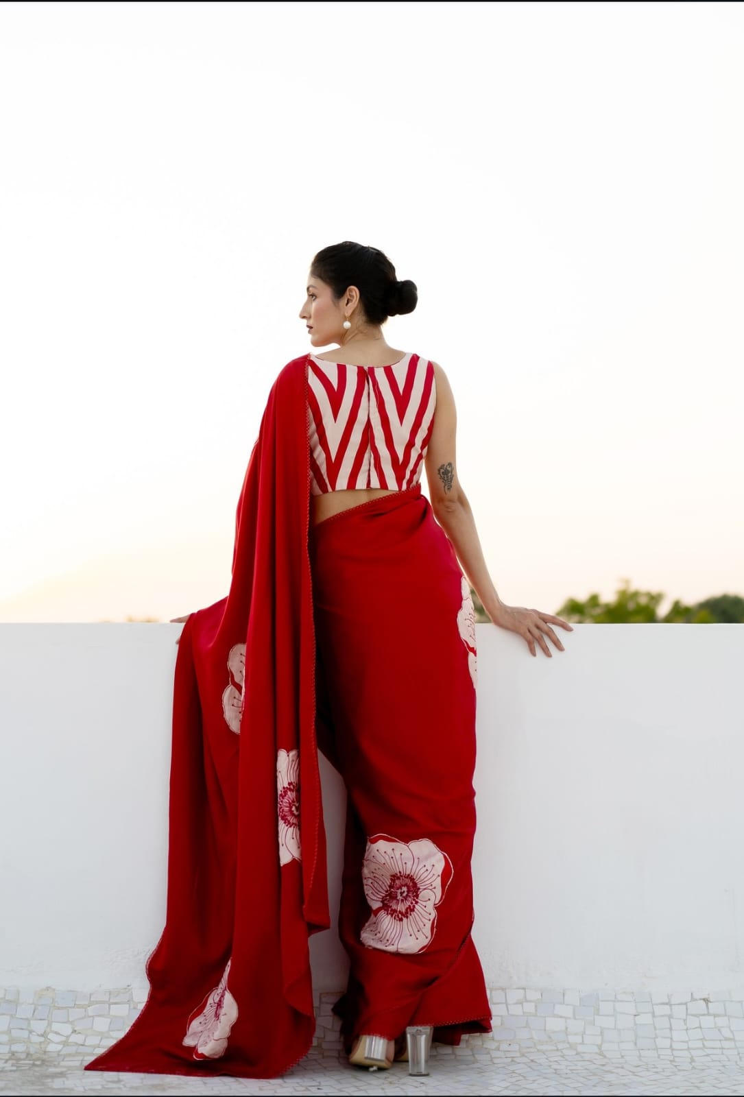 TRENDING RED COLOR DIGITAL PRINTED MODAL SILK SAREE