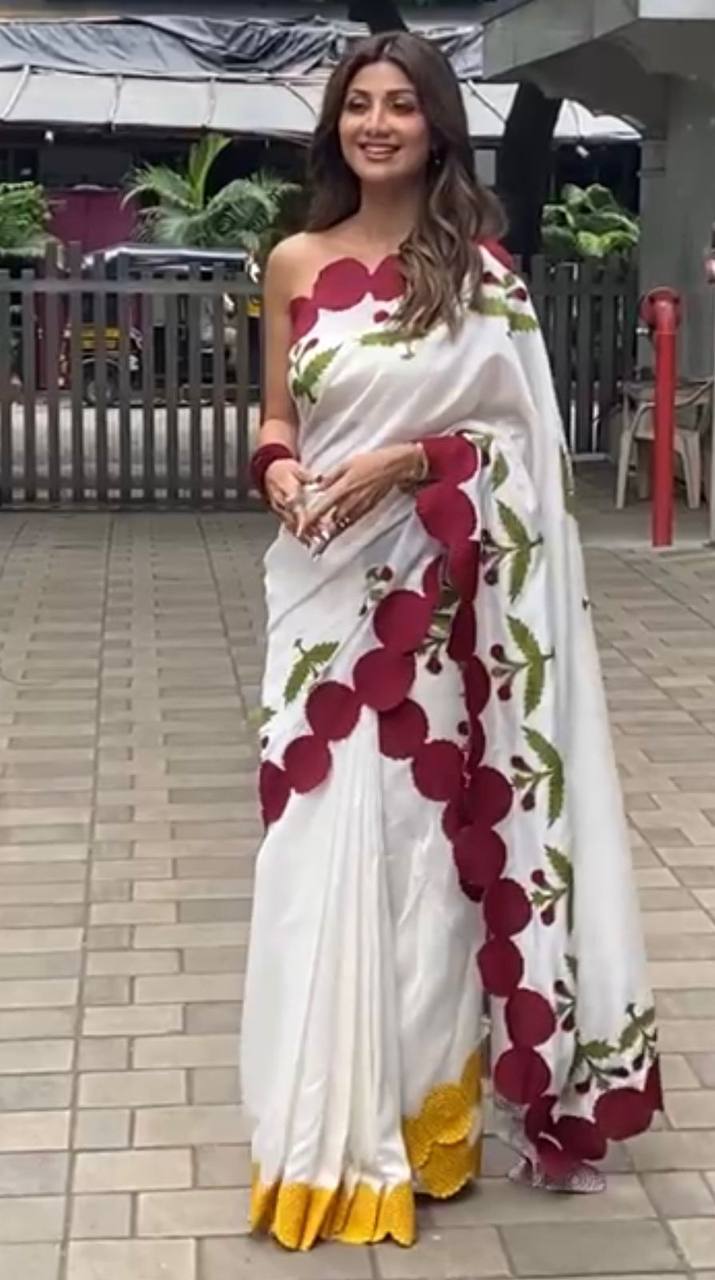 FABLOUS SHILPA SHETTY  IKKHAT D/P COTTON LINEN SAREE